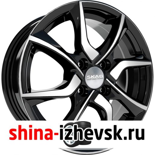 Колесный диск СКАД Тулон 6xR15 4×114.3 ET45 DIA67.1 черный глянцевый с полированной лицевой поверхностью в Ижевске